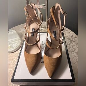 Brown Suede High Heeled Mary Janes